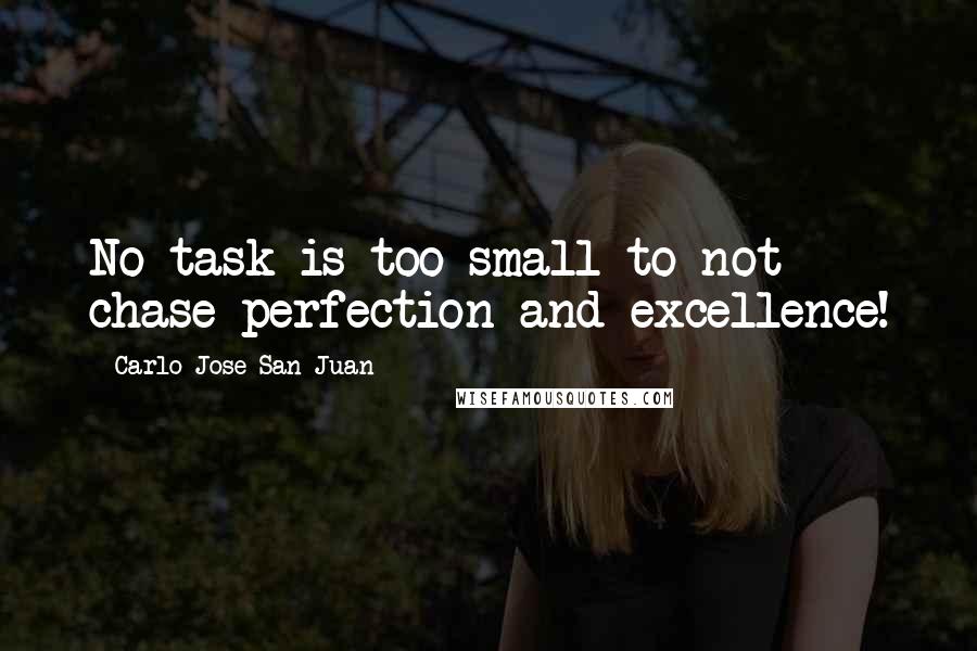 Carlo Jose San Juan quotes: No task is too small to not chase perfection and excellence!