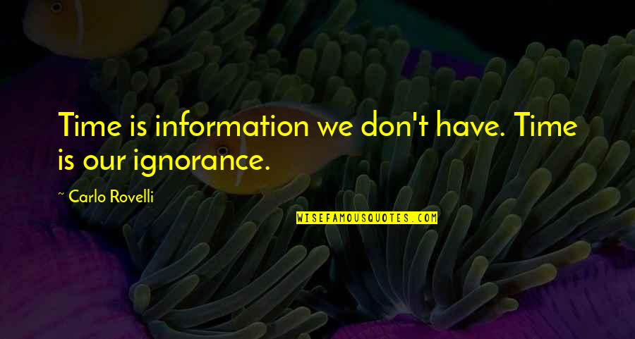 Carlo Rovelli Quotes By Carlo Rovelli: Time is information we don't have. Time is