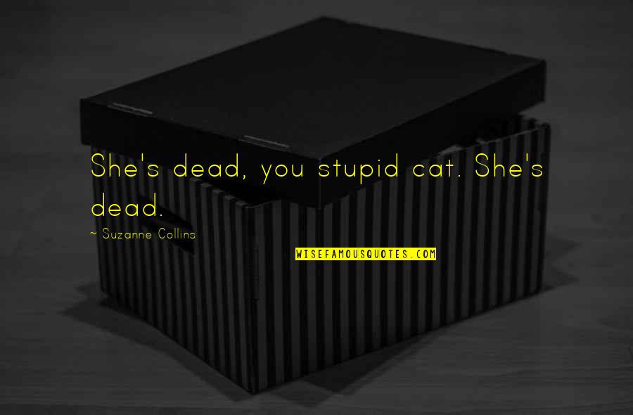 Carlos Castaneda Intention Quotes By Suzanne Collins: She's dead, you stupid cat. She's dead.