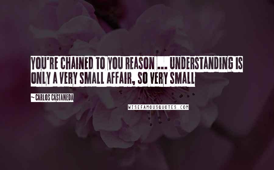 Carlos Castaneda quotes: You're chained to you reason ... Understanding is only a very small affair, so very small