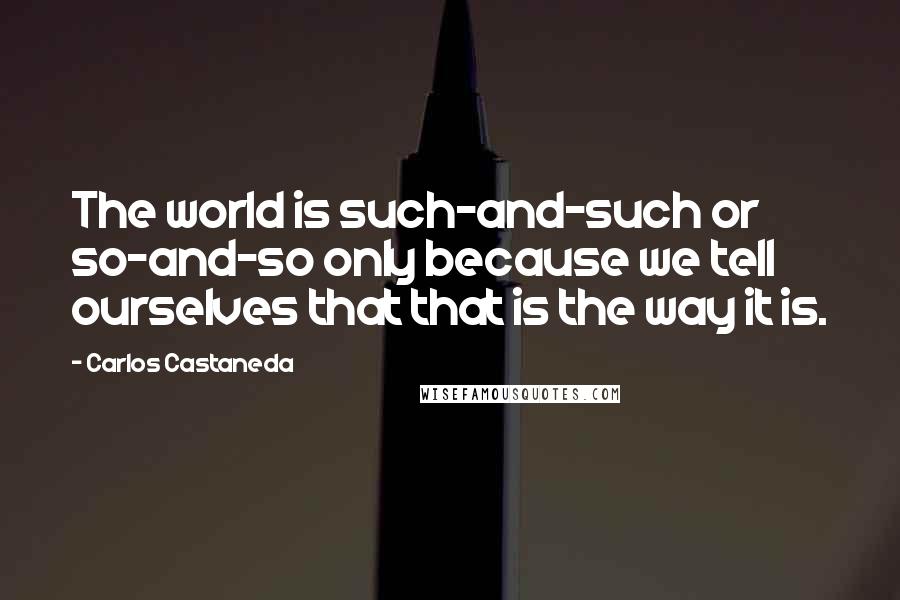 Carlos Castaneda quotes: The world is such-and-such or so-and-so only because we tell ourselves that that is the way it is.
