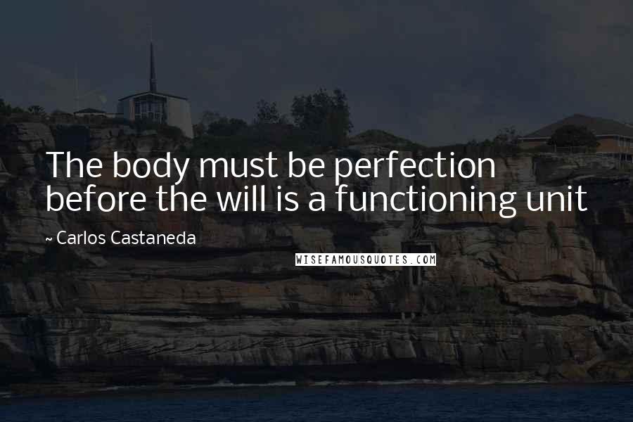 Carlos Castaneda quotes: The body must be perfection before the will is a functioning unit