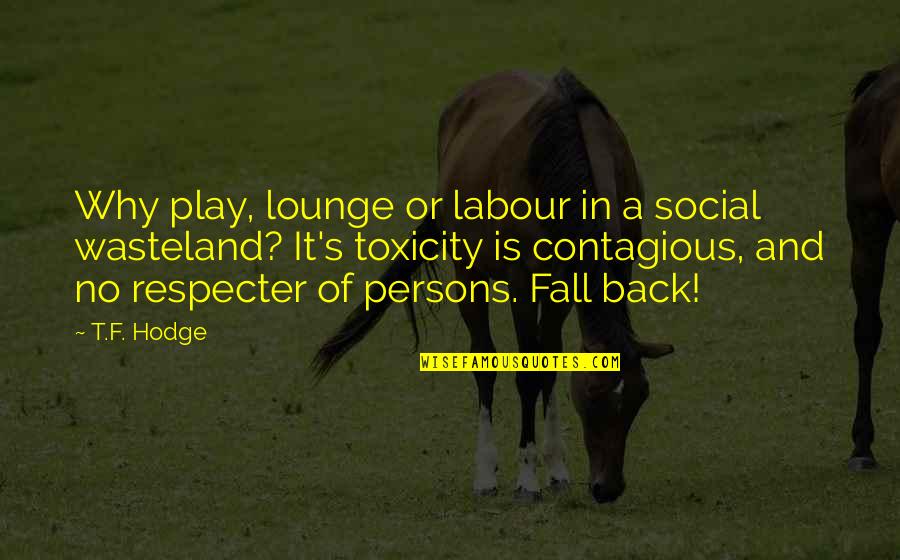 Carlos Eire Quotes By T.F. Hodge: Why play, lounge or labour in a social