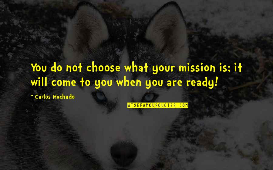 Carlos Machado Quotes By Carlos Machado: You do not choose what your mission is;