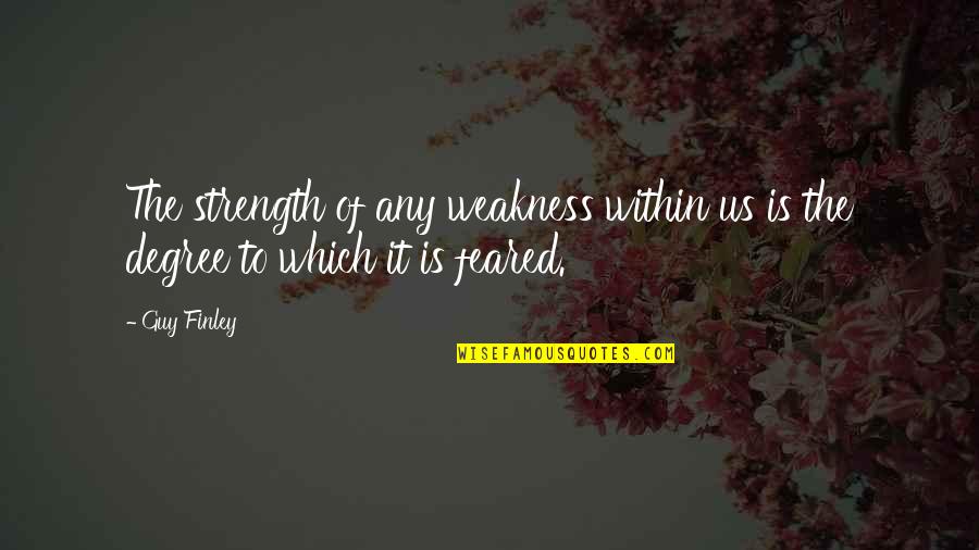 Carlos Marighella Quotes By Guy Finley: The strength of any weakness within us is