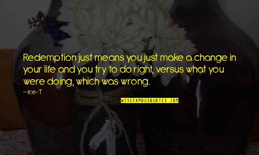 Carlquistia Quotes By Ice-T: Redemption just means you just make a change Carlquistia Quotes By Ice-T: Redemption just means you just make a change