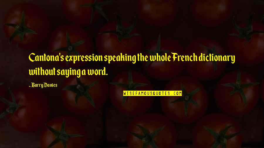 Carlsson Wheels Quotes By Barry Davies: Cantona's expression speaking the whole French dictionary without