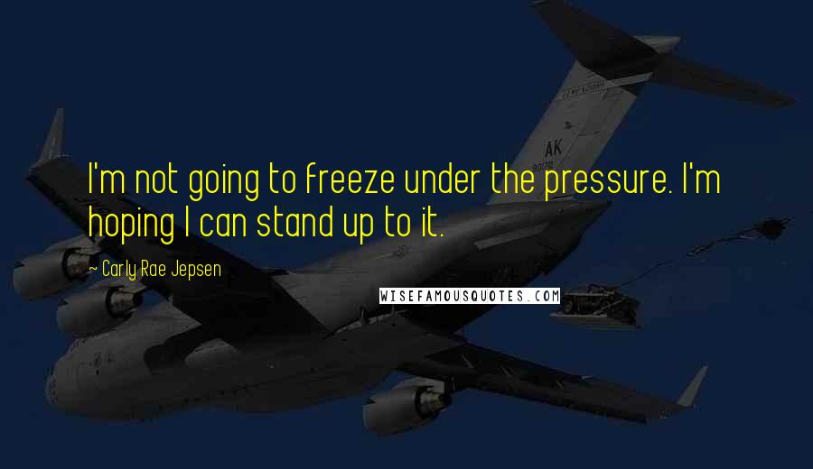 Carly Rae Jepsen quotes: I'm not going to freeze under the pressure. I'm hoping I can stand up to it.