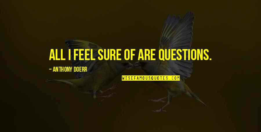 Carmeci Finnian Quotes By Anthony Doerr: All I feel sure of are questions.
