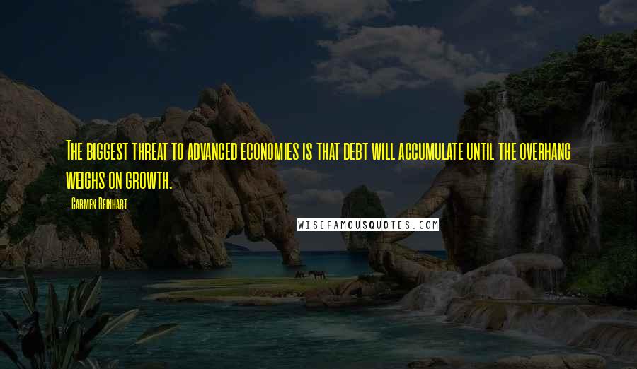 Carmen Reinhart quotes: The biggest threat to advanced economies is that debt will accumulate until the overhang weighs on growth.