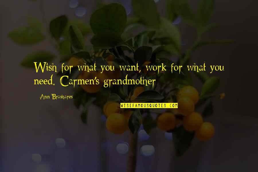 Carmen's Quotes By Ann Brashares: Wish for what you want, work for what