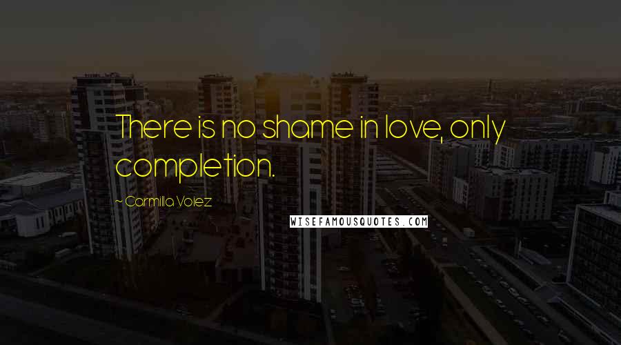 Carmilla Voiez quotes: There is no shame in love, only completion.