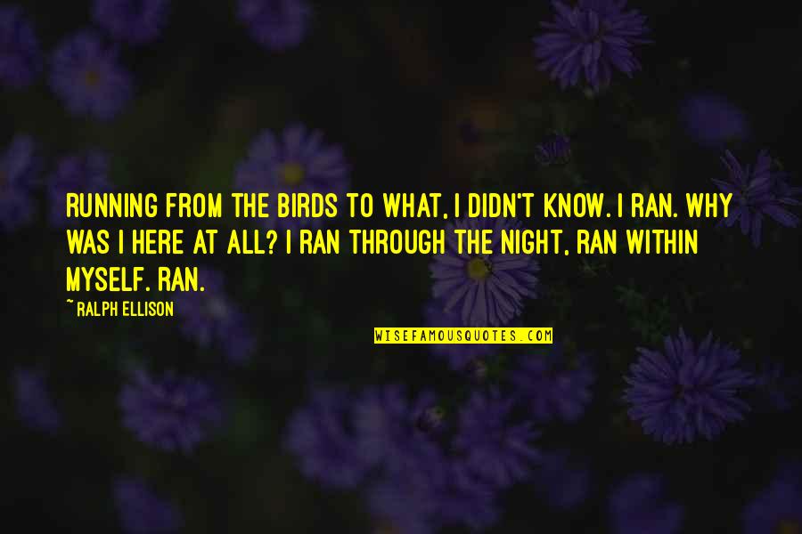 Carmindy What Not To Wear Quotes By Ralph Ellison: Running from the birds to what, I didn't Carmindy What Not To Wear Quotes By Ralph Ellison: Running from the birds to what, I didn't