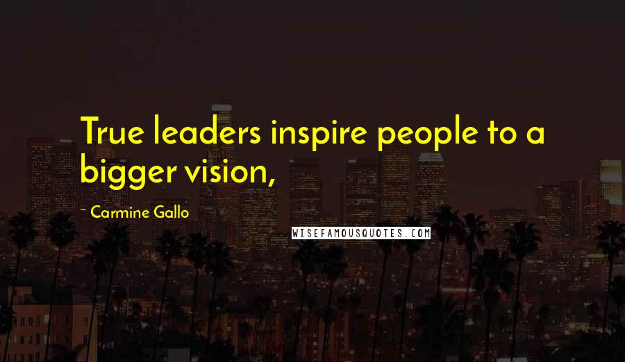 Carmine Gallo quotes: True leaders inspire people to a bigger vision,