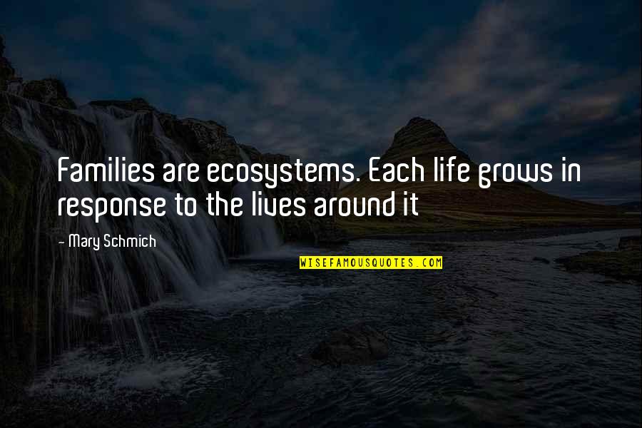 Carminha Manfredini Quotes By Mary Schmich: Families are ecosystems. Each life grows in response