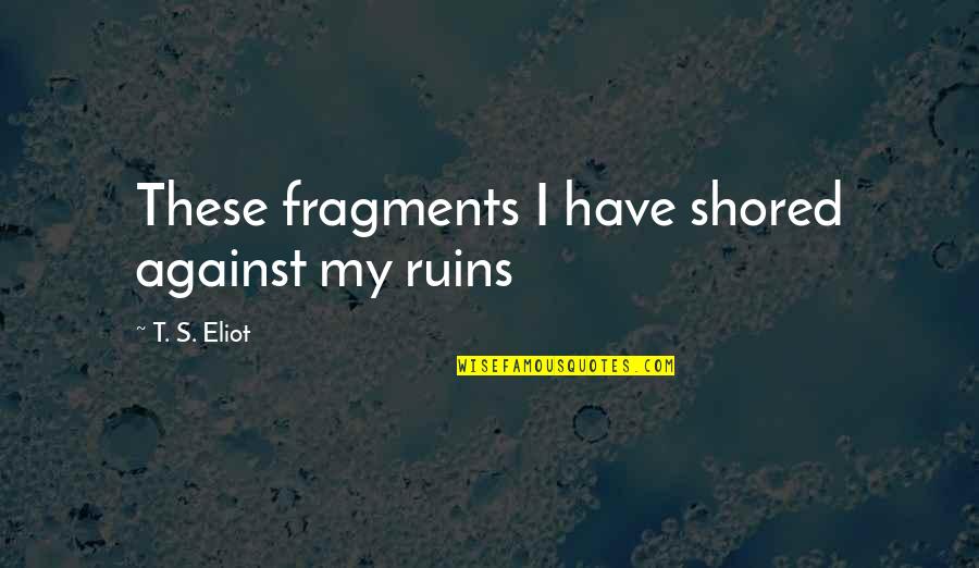 Carnduff Obituaries Quotes By T. S. Eliot: These fragments I have shored against my ruins Carnduff Obituaries Quotes By T. S. Eliot: These fragments I have shored against my ruins