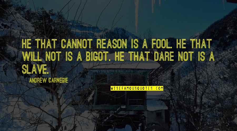 Carnegie Andrew Quotes By Andrew Carnegie: He that cannot reason is a fool. He