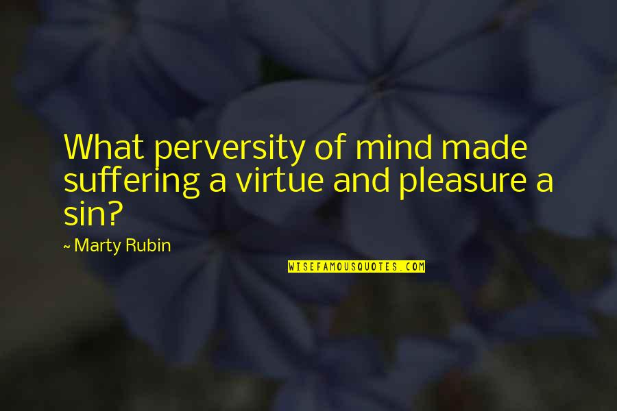 Carnets De Julie Quotes By Marty Rubin: What perversity of mind made suffering a virtue