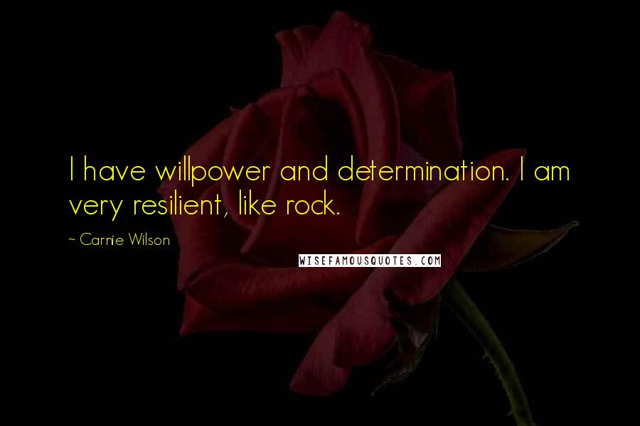 Carnie Wilson quotes: I have willpower and determination. I am very resilient, like rock.