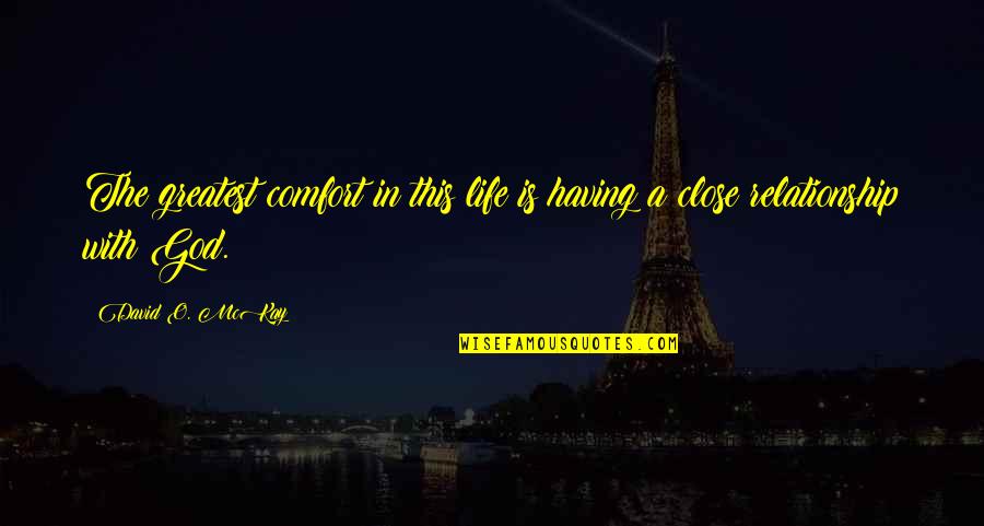 Carol Berkin Quotes By David O. McKay: The greatest comfort in this life is having