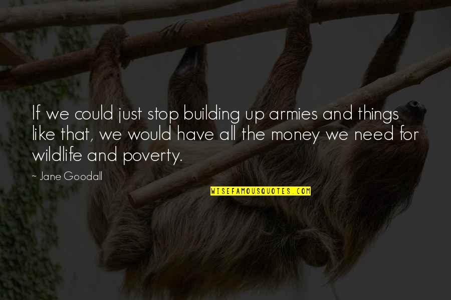 Carol Bruce Quotes By Jane Goodall: If we could just stop building up armies