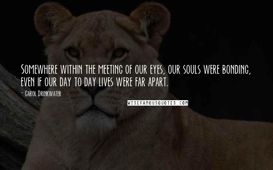 Carol Drinkwater quotes: Somewhere within the meeting of our eyes, our souls were bonding, even if our day to day lives were far apart.