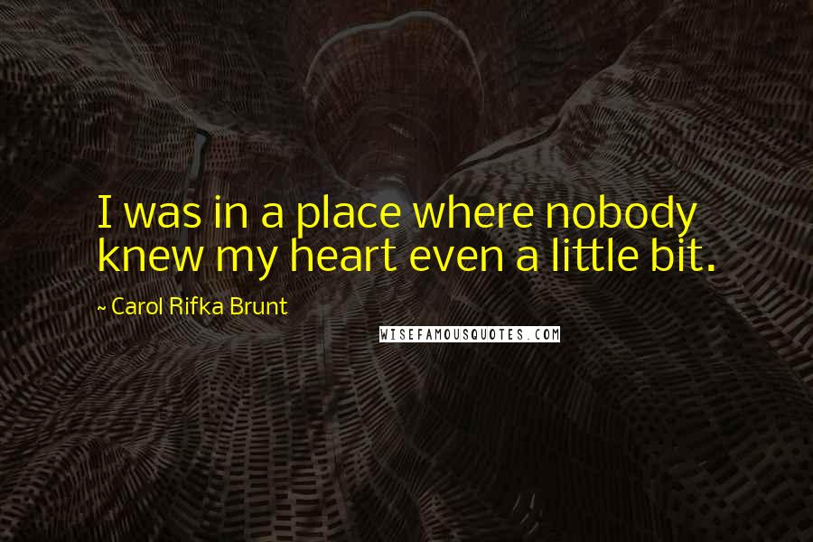 Carol Rifka Brunt quotes: I was in a place where nobody knew my heart even a little bit.