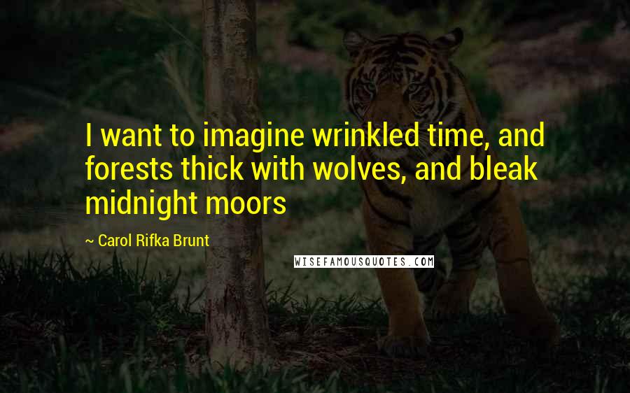 Carol Rifka Brunt quotes: I want to imagine wrinkled time, and forests thick with wolves, and bleak midnight moors