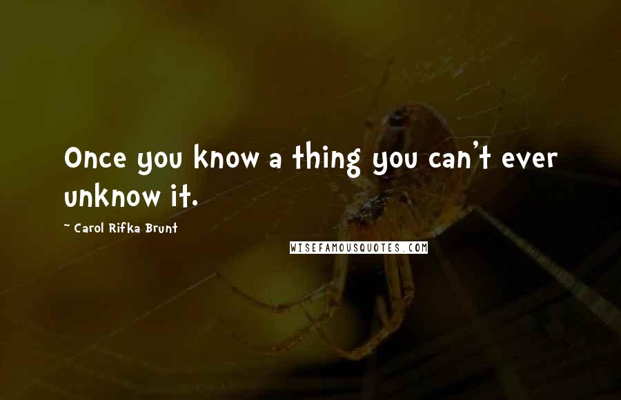 Carol Rifka Brunt quotes: Once you know a thing you can't ever unknow it.