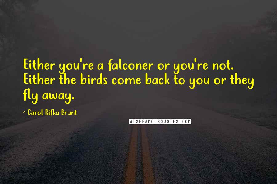 Carol Rifka Brunt quotes: Either you're a falconer or you're not. Either the birds come back to you or they fly away.
