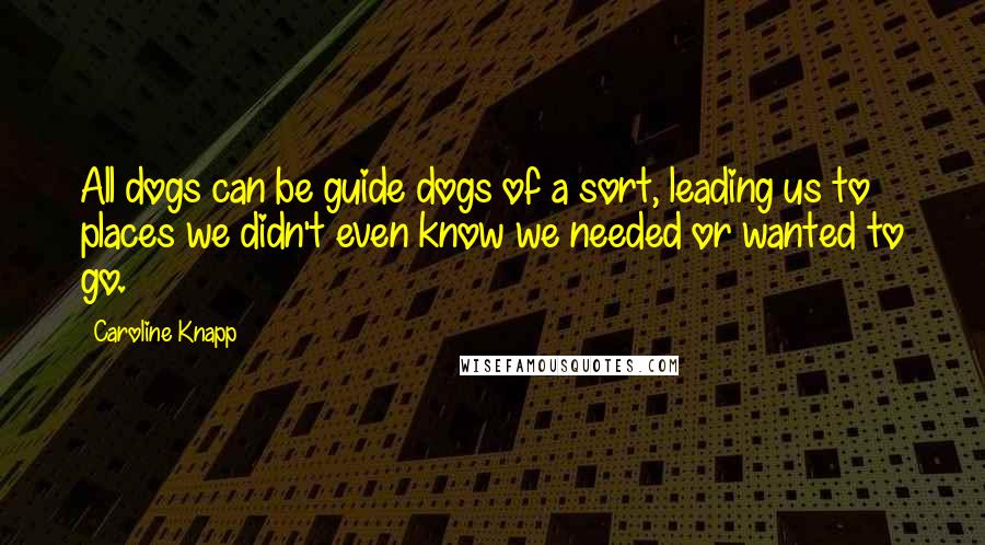 Caroline Knapp quotes: All dogs can be guide dogs of a sort, leading us to places we didn't even know we needed or wanted to go.