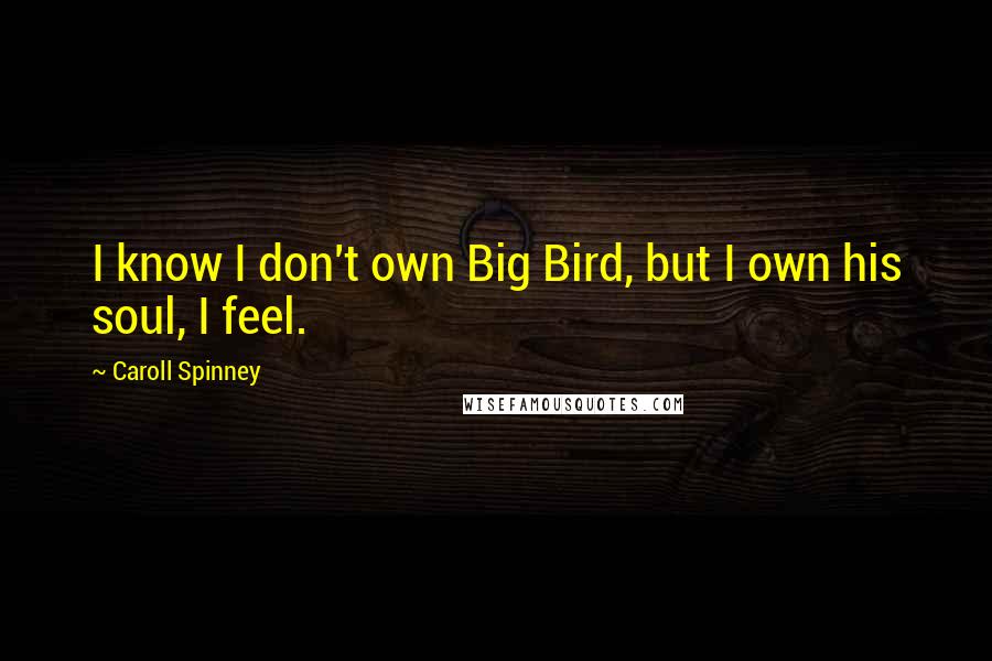 Caroll Spinney quotes: I know I don't own Big Bird, but I own his soul, I feel.