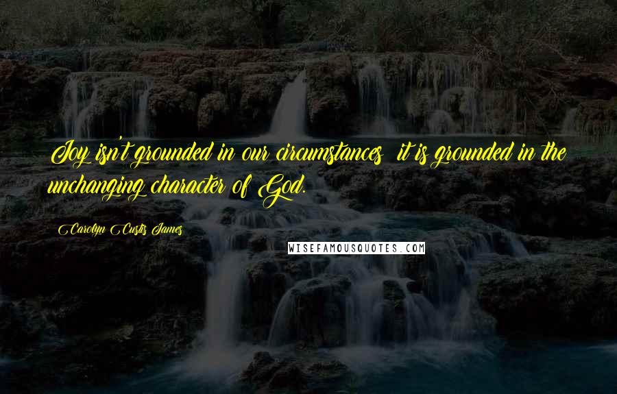 Carolyn Custis James quotes: Joy isn't grounded in our circumstances; it is grounded in the unchanging character of God.