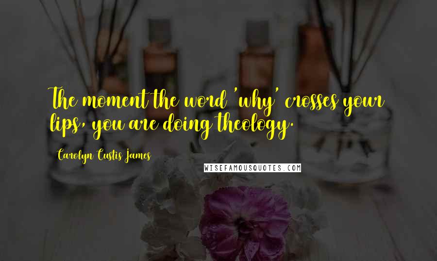 Carolyn Custis James quotes: The moment the word 'why' crosses your lips, you are doing theology.