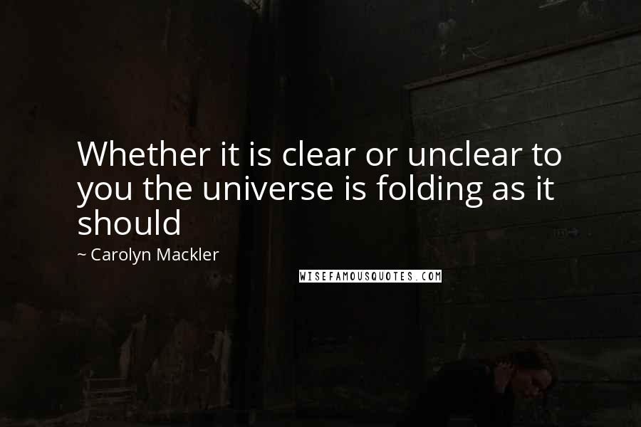 Carolyn Mackler quotes: Whether it is clear or unclear to you the universe is folding as it should