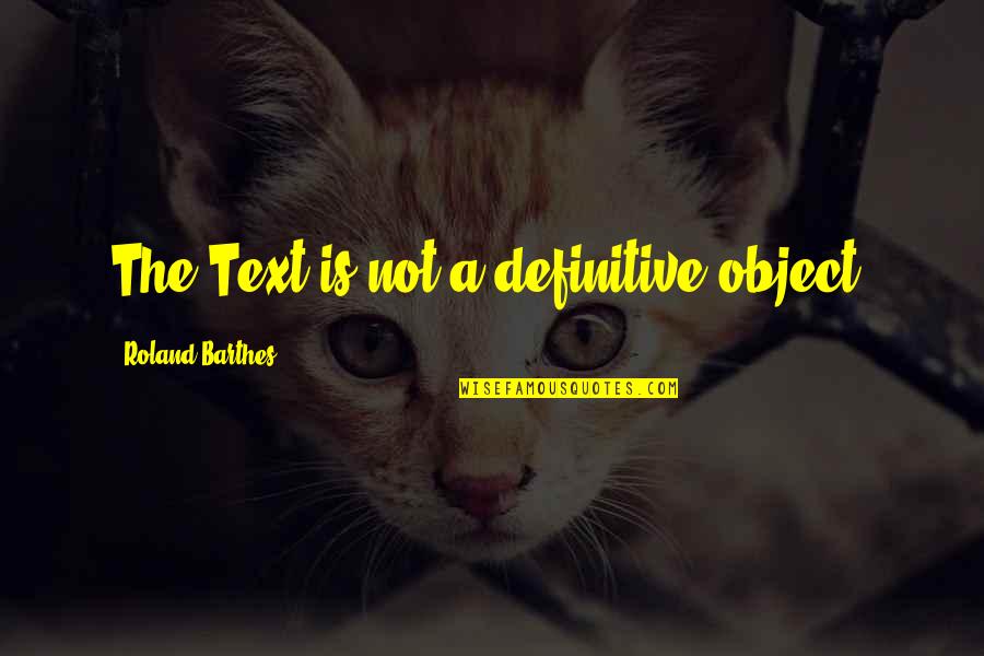 Carradice Quotes By Roland Barthes: The Text is not a definitive object. Carradice Quotes By Roland Barthes: The Text is not a definitive object.