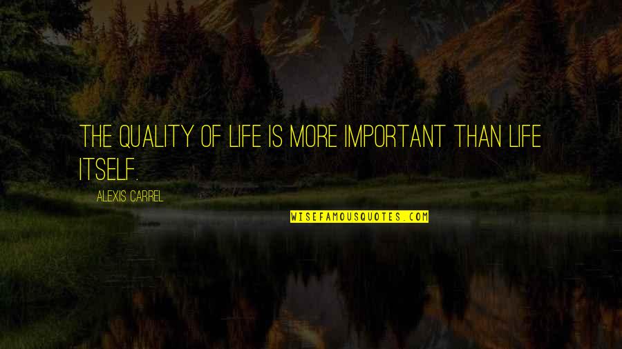 Carrel Quotes By Alexis Carrel: The quality of life is more important than