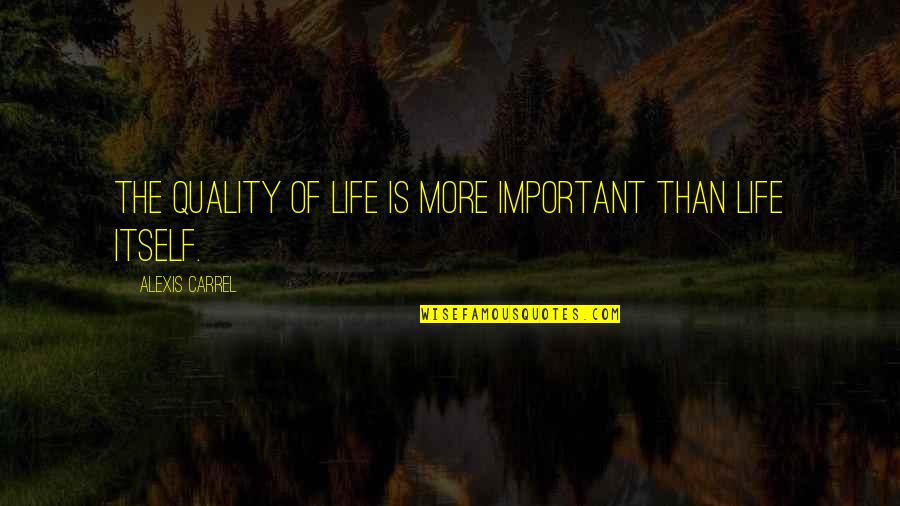 Carrel Quotes By Alexis Carrel: The quality of life is more important than Carrel Quotes By Alexis Carrel: The quality of life is more important than