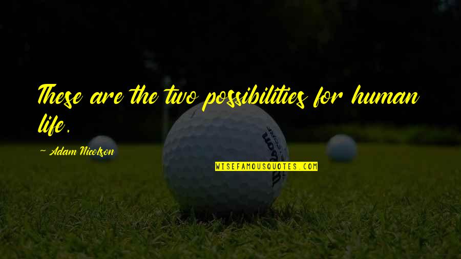Carry On Jatta Quotes By Adam Nicolson: These are the two possibilities for human life. Carry On Jatta Quotes By Adam Nicolson: These are the two possibilities for human life.
