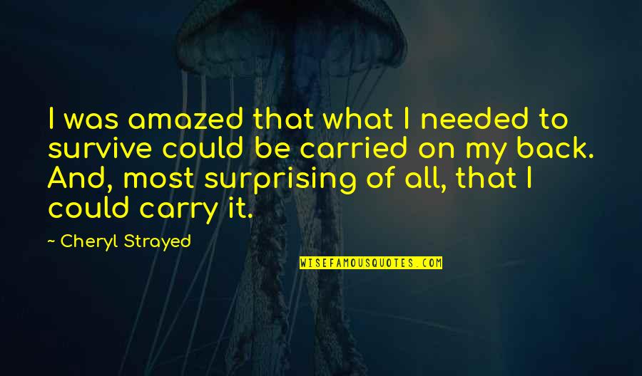 Carry On Your Back Quotes By Cheryl Strayed: I was amazed that what I needed to