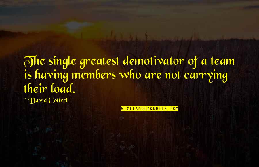 Carrying A Load Quotes By David Cottrell: The single greatest demotivator of a team is