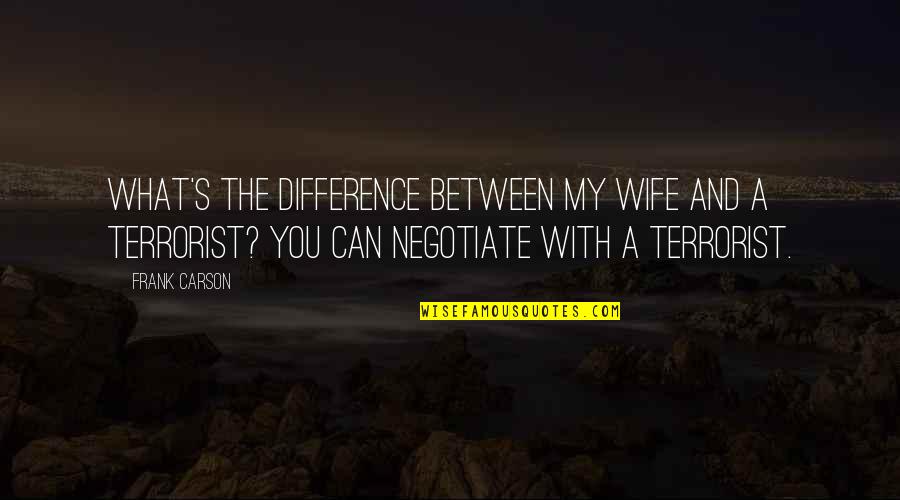 Carson's Quotes By Frank Carson: What's the difference between my wife and a