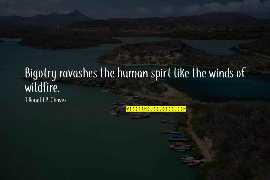 Cartelle Design Quotes By Ronald P. Chavez: Bigotry ravashes the human spirt like the winds Cartelle Design Quotes By Ronald P. Chavez: Bigotry ravashes the human spirt like the winds