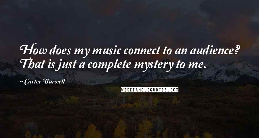 Carter Burwell quotes: How does my music connect to an audience? That is just a complete mystery to me.