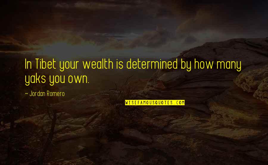 Cartier Love Quotes By Jordan Romero: In Tibet your wealth is determined by how
