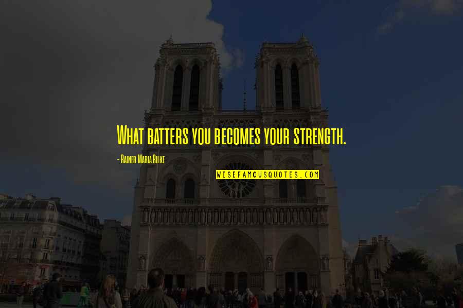 Cartoon Images Of Inspirational Quotes By Rainer Maria Rilke: What batters you becomes your strength. Cartoon Images Of Inspirational Quotes By Rainer Maria Rilke: What batters you becomes your strength.