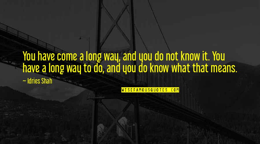 Carvenspeed Quotes By Idries Shah: You have come a long way, and you Carvenspeed Quotes By Idries Shah: You have come a long way, and you