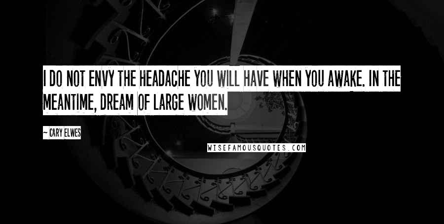 Cary Elwes quotes: I do not envy the headache you will have when you awake. In the meantime, dream of large women.