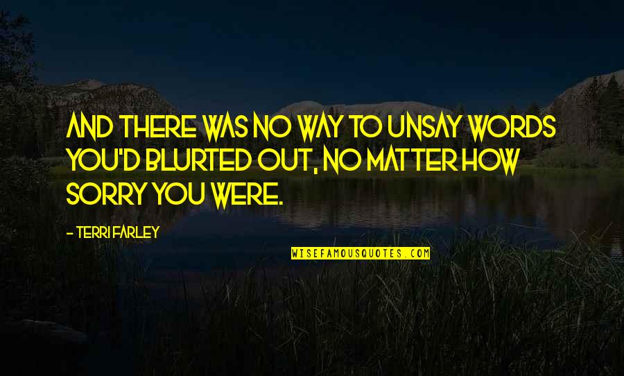 Caseron Quotes By Terri Farley: And there was no way to unsay words