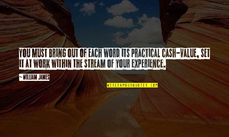 Cash Out Quotes By William James: You must bring out of each word its